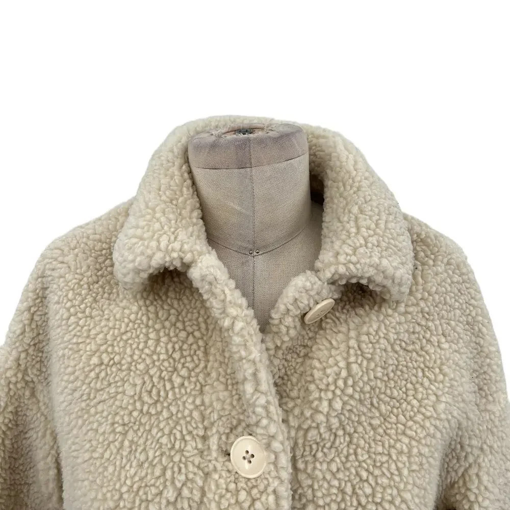 Madewell Sherpa Walton Shirt-Jacket Cream Ivory‎ Button Down Size XS - Picture 3 of 10